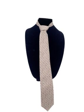 ✨Haggar 100% Silk Tie Brown Beige Geometric Block Retro Vintage Men's Necktie✨